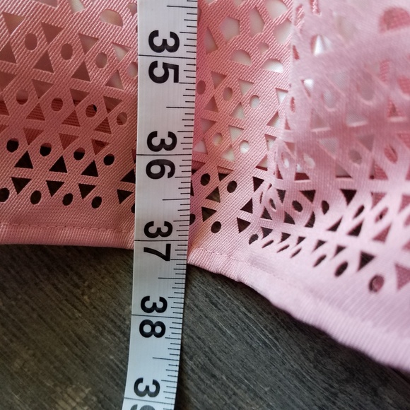 ASOS Pink Laser Cut Fit ‘N Flair Dress - Picture 4 of 8